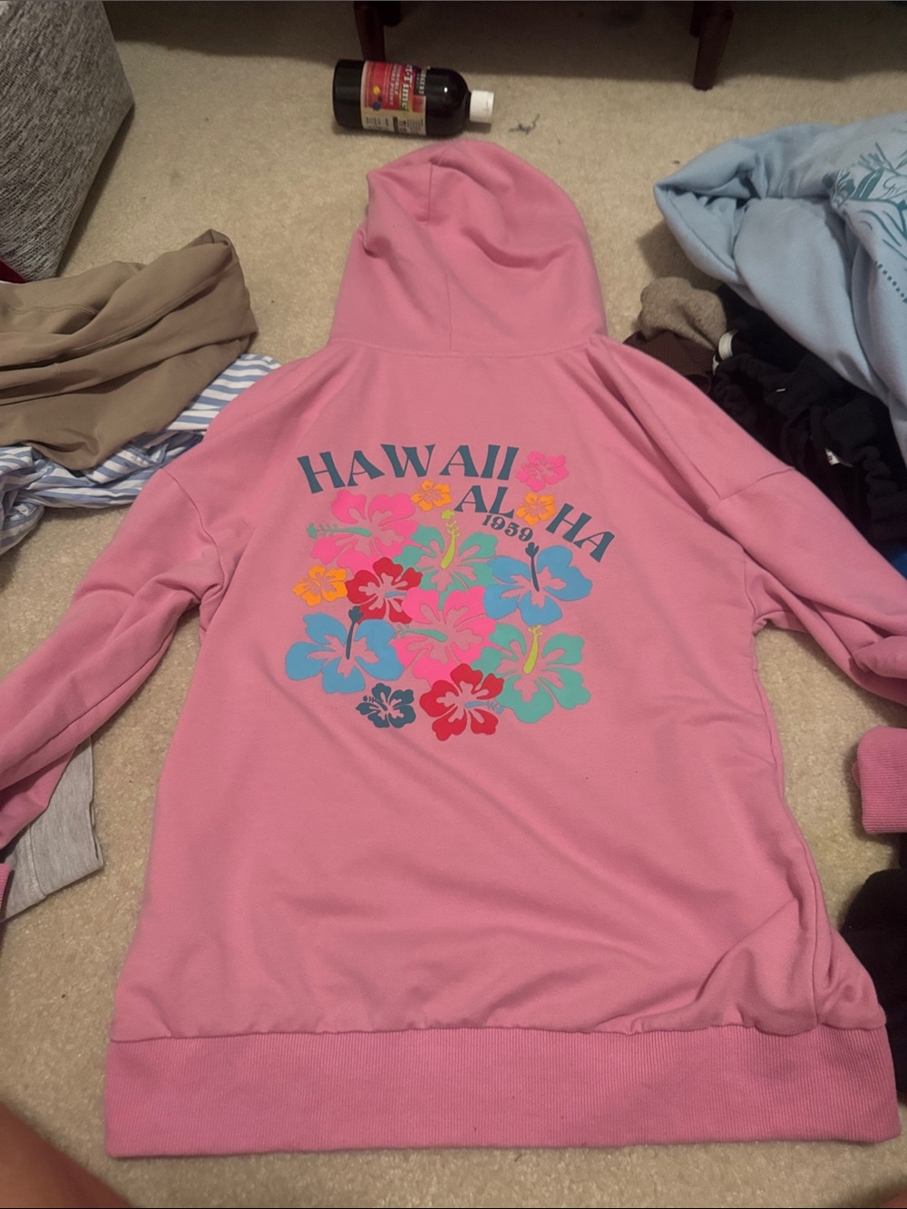 Pink 'Hawaii' Floral Hoodie Sweatshirt